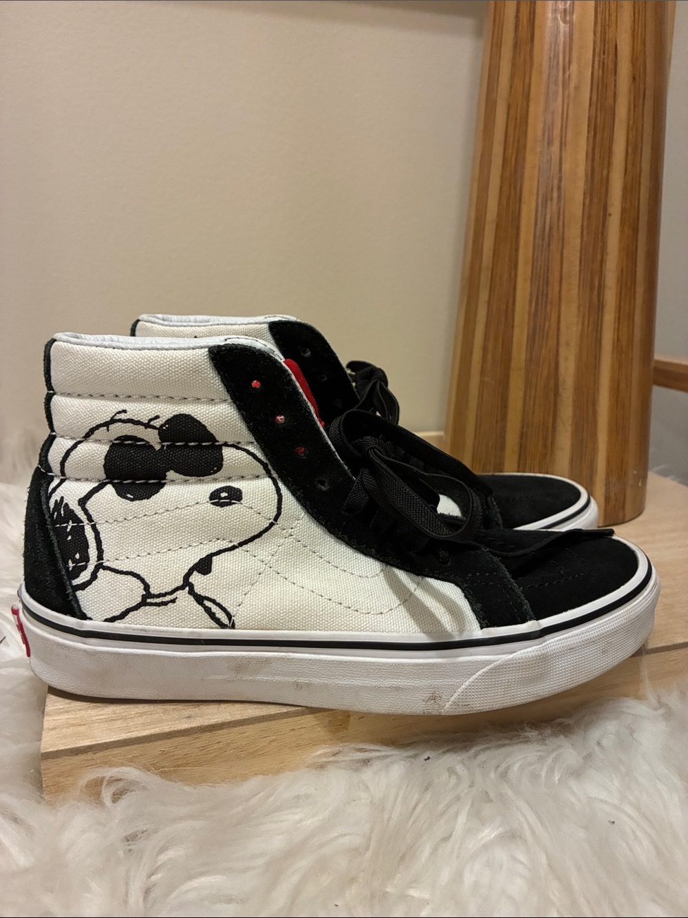 Vans Kids Black & White Snoopy High-Top Sneakers